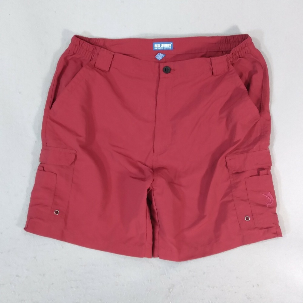Reel Legends cargo hiking shorts mens XL extra large red Comfort Waist Outdoor